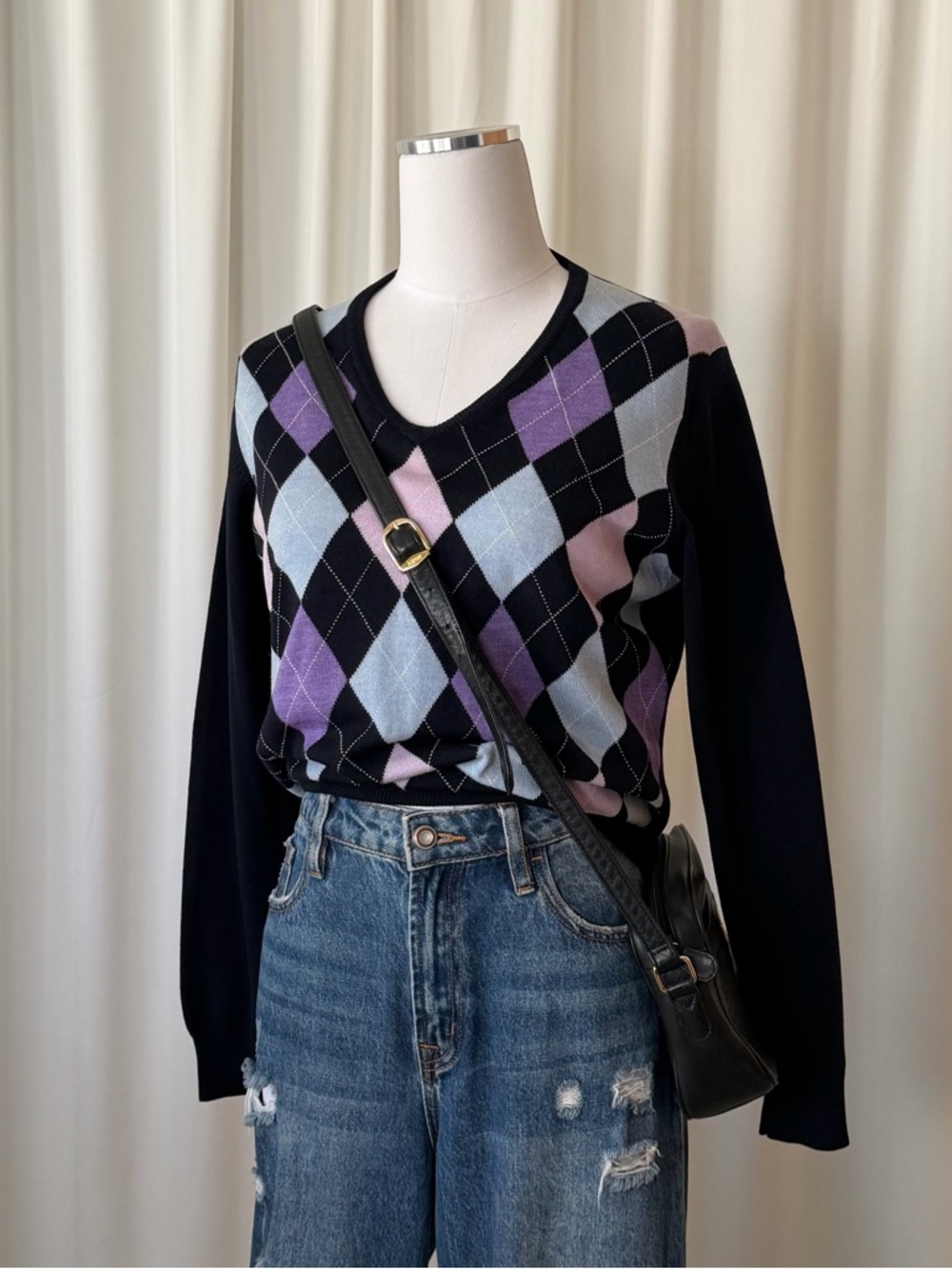 Vintage Brooks Brothers Wool Argyle Sweater | Preppy Dark Academia size Large.